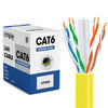Cmple 1000ft Cat6 Lan Ethernet Cable Yellow | Unshielded | CMR Riser 23AWG UTP