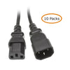 ACCL 3 Feet C13 to C14 Power Extension Cord, Black, 10 Amp for Computer & Monitor