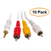 ACCL 6ft 3.5mm Male to 3 RCA Male White Audio/Video Cable