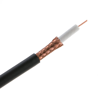 ACCL 18 AWG RG6U Coaxial Cable, Solid Copper Core, Copper Braid with 95% coverage, Black, 1000ft Pullbox