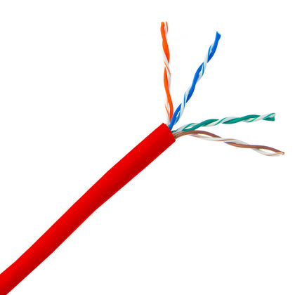 ACCL 1000ft Plenum Cat6 UTP Cable, Solid, CMP rated, 23 AWG, Pullbox, Red