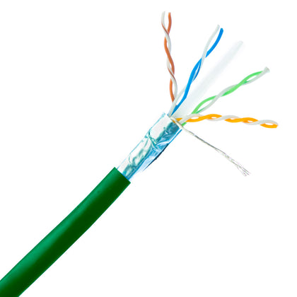 ACCL 1000ft Shielded Cat6 Ethernet Cable, Bare end, 23AWG, Solid, Spool, Green