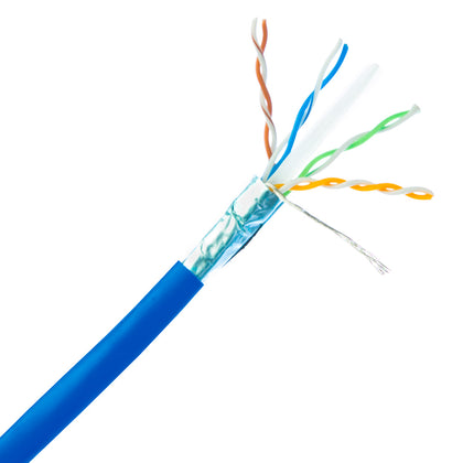 ACCL 1000ft Shielded Cat6 Ethernet Cable, Bare end, 24AWG, Stranded, Pullbox, Blue