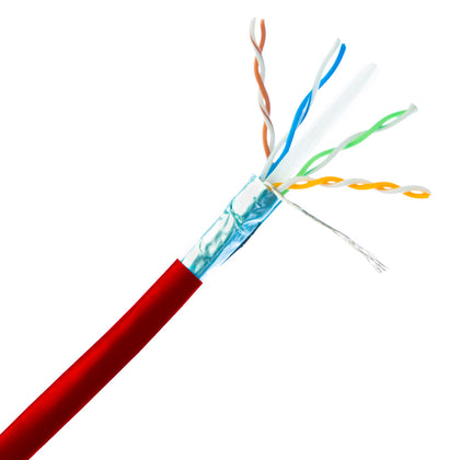 ACCL 1000ft Shielded Cat6 Ethernet Cable, Bare end, 23AWG, Solid, Spool, Red