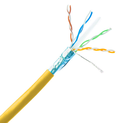 ACCL 1000ft Shielded Cat6 Ethernet Cable, Bare end, 23AWG, Solid, Spool, Yellow