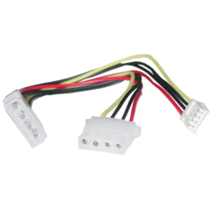 ACCL 8in 4 Pin Molex Male (5.25in) to Floppy Female (5.25in) + 4 Pin Molex Female (3.5in) Power Cable