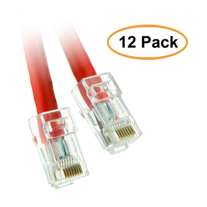 ACCL 2ft Cat6 RJ45 Bootless Ethernet Patch Cable, Red, 12pk