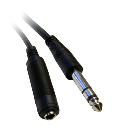 ACCL 25 Feet Black 1/4in Male to 1/4in Female Stereo Cable, TRS, Balanced