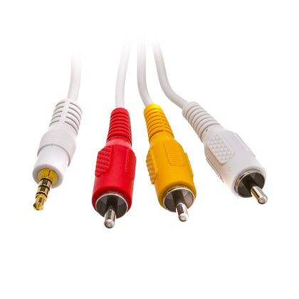 ACCL 6ft 3.5mm Male to 3 RCA Male White Audio/Video Cable