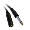 ACCL 6 Feet Black 1/4in Male to 1/4in Female Stereo Cable, TRS, Balanced