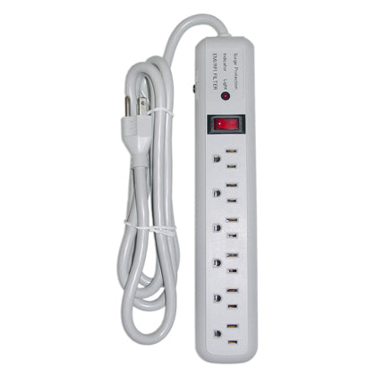 ACCL 6ft Power Cable with 6 Vertical Outlets Surge Protector, 3 MOV, 540 Joules, EMI/RFI, Gray