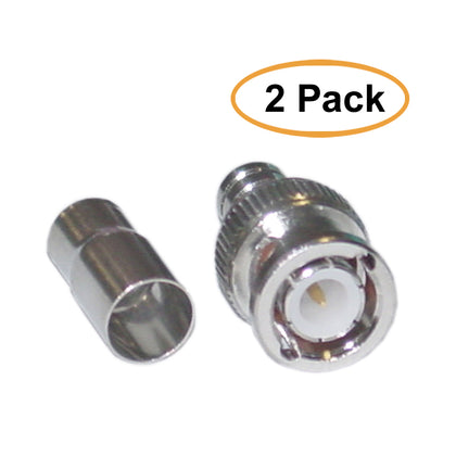 ACCL RG6 BNC Male Crimp On Connector, (2 Piece Set)