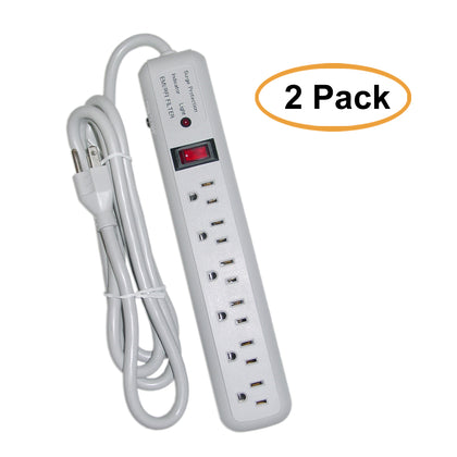 ACCL 6ft Power Cable with 6 Vertical Outlets Surge Protector, 3 MOV, 540 Joules, EMI/RFI, Gray