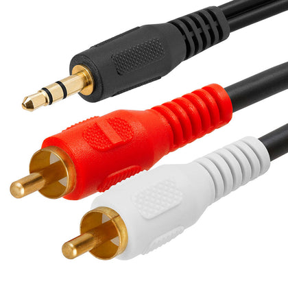 ACCL Mini plug (1/8 Inch) To Two RCA Plugs Patch Cable – 12 Feet