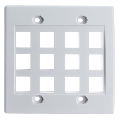 ACCL Keystone 12 Port Dual Gang Wall Plate, White