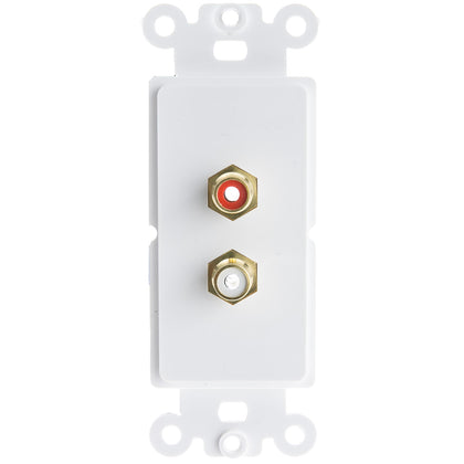 ACCL Decora RCA Stereo Couplers (Red/White), 2 RCA Female Wall Plate Insert, White