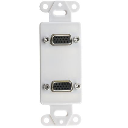 ACCL Decora Dual VGA Couplers, HD15 Female Wall Plate Insert, White