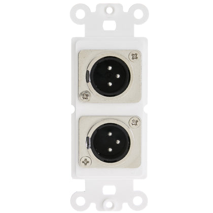 ACCL Decora Dual XLR Male to Solder Type Wall Plate Insert, White