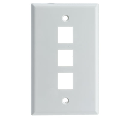 ACCL Keystone 3 Port, Single Gang Wall Plate, White