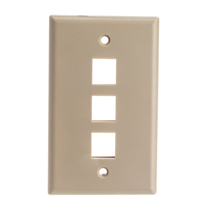 ACCL Keystone 3 Port, Single Gang Wall Plate, Beige