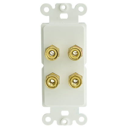 ACCL Decora 4 Banana Plug Binding Posts For 2 Speakers Wall Plate Insert, White