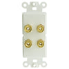 ACCL Decora 4 Banana Plug Binding Posts For 2 Speakers Wall Plate Insert, White