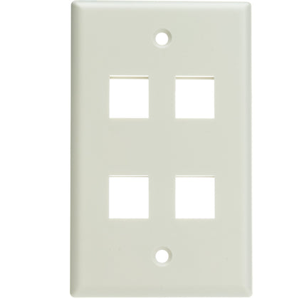 ACCL Keystone 4 Port, Single Gang Wall Plate, White