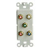 ACCL Decora 5 RCA Couplers (Component Green, Blue (Y/Pr/Pb) + Red/White), RCA Female Wall Plate Insert, White