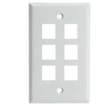 ACCL Keystone 6 Port, Single Gang Wall Plate, White