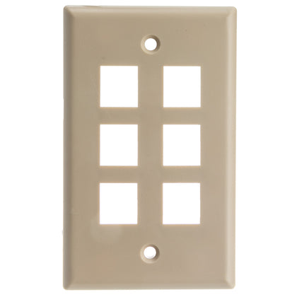 ACCL Keystone 6 Port, Single Gang Wall Plate, Beige