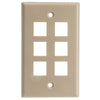 ACCL Keystone 6 Port, Single Gang Wall Plate, Beige