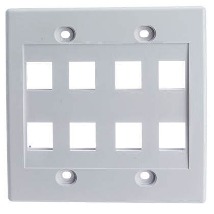 ACCL Keystone 8 Port, Dual Gang Wall Plate, White