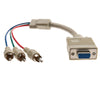 ACCL 1ft HD15 VGA Female to 3 x RCA Video Component Male (RGB) Adapter, Gray