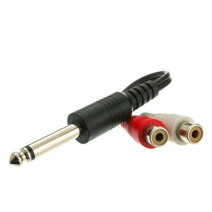 ACCL 6in Mono Male (1/4in) to Dual RCA Female (Left/Right) Adapter, Black