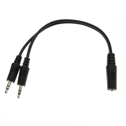 ACCL 6in 3.5mm Stereo Female to Dual 3.5mm Stereo Male Audio Cable, Black