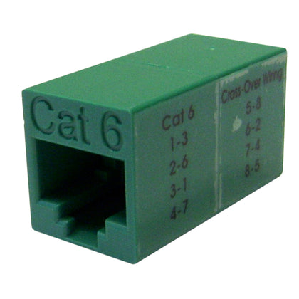 ACCL RJ45 Female, Unshielded Cat6 Crossover Coupler, Green