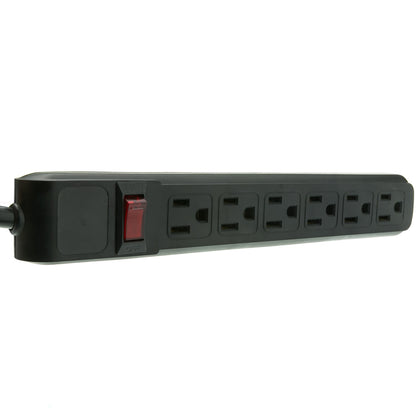 ACCL 15ft Power Cable with 6 Outlets Power Strip, Flat Rotating Plug