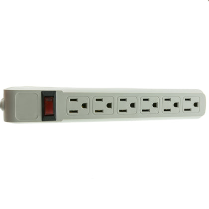 ACCL 4ft Power Cable with 6 Outlet Power Strip, Flat Rotating Plug