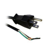 ACCL 6ft 18AWG 3-Prong Power Cord with Open Wiring, 10 Amp / 125 Volt, Black 3pk