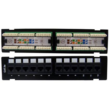 ACCL Wall Mount 12 Port Cat5e Patch Panel, 10in, 110 Type, 568A & 568B Compatible