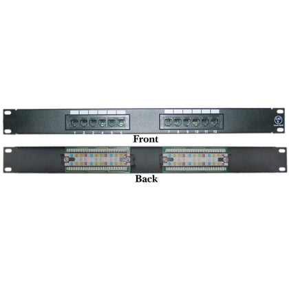 ACCL 1 Unit Rackmount 12 Port Cat6 Patch Panel, Horizontal 110 Type 568A & 568B Compatible