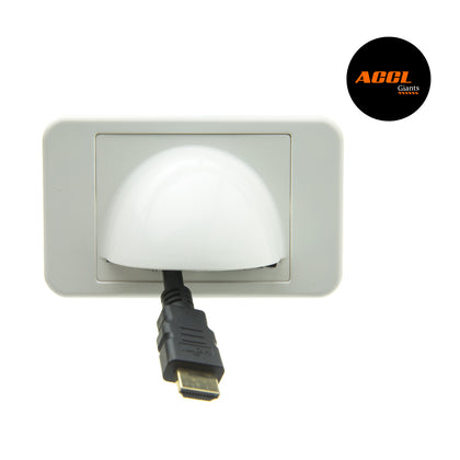 ACCL Wall Plate Insert, White with Brush Cable Pass Through for Home/Office or Hotel