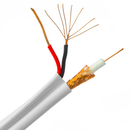 ACCL 18 AWG/2 Conductor Plenum RG59 Siamese Coaxial/Power Cable, Solid Core, CMP, Solid Power, White, 1000ft Spool